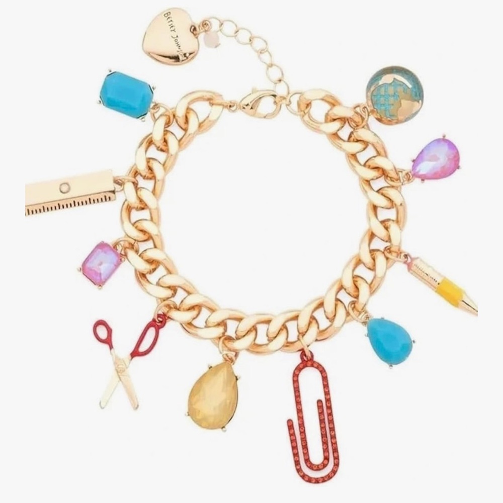 Betsey Johnson Back to School Charm Bracelet with School Supply Charms